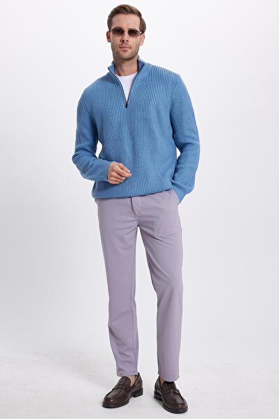 Tudors Men's Slim Fit Slim Fit Elastic Waist Lace-Up Detailed Gray Trousers