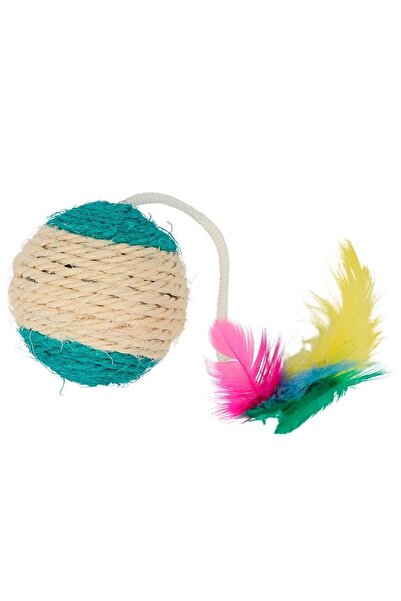 KERBL Sisal Ball with Feathers and Rattle - 6 cm