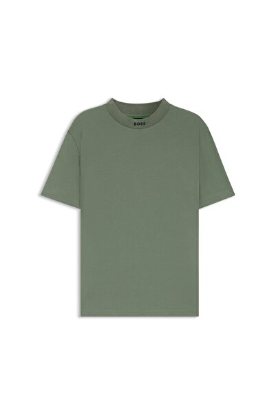 BOSS Logo yakalı streç pamuklu rahat kesim tişört