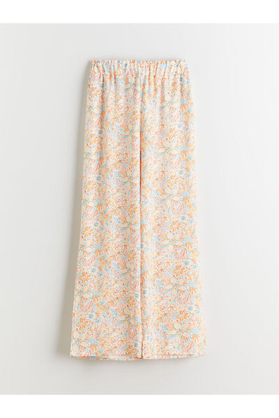 LC Waikiki Lcw Kids Orange Patterned Girl's Trousers with Elastic Waist