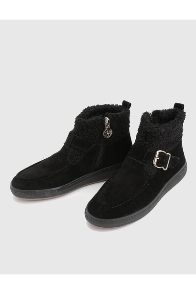 İLVİ Bliz Genuine Suede Leather Plush Black Women's Boots