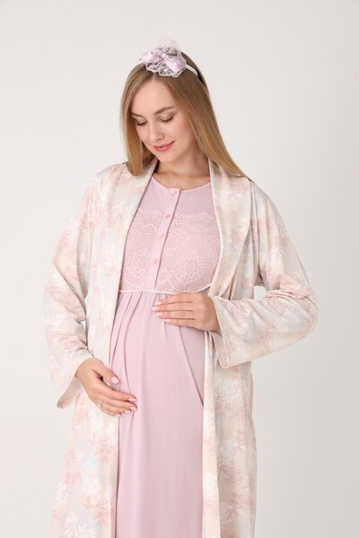 BLACKMORE Women's Powder Patterned Jacquard Lace Full Length Winter Maternity...