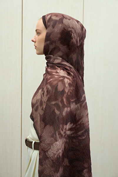 cs camellia scarf Frosted Bloom Muslin Shawl - Bitter Brown