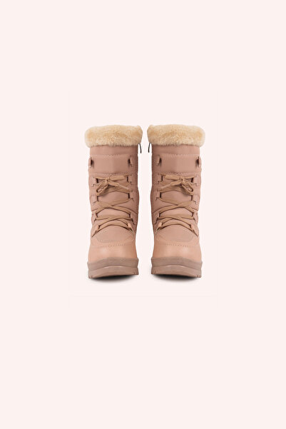 Panço Kız Çocuk Bağcık Detaylı İçi Tüylü Somon Bot