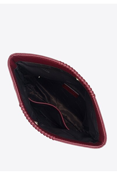 Wittchen Women's leather messenger bag with strap, burgundy, burgundy, leather