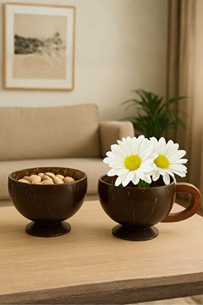Uretti - Okay 5711 1213 Handmade Coconut Coconate Cups and Bowl Set of 2