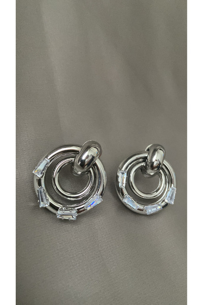 Kralicheaxsesuar YESHİM Gümüş Renk Halka MNG Küpe