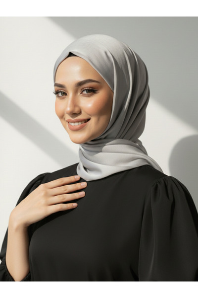 La Fien فستان سهرة نسائي من الجانجان مع وشاح - رمادي فضي - 100×100 سم