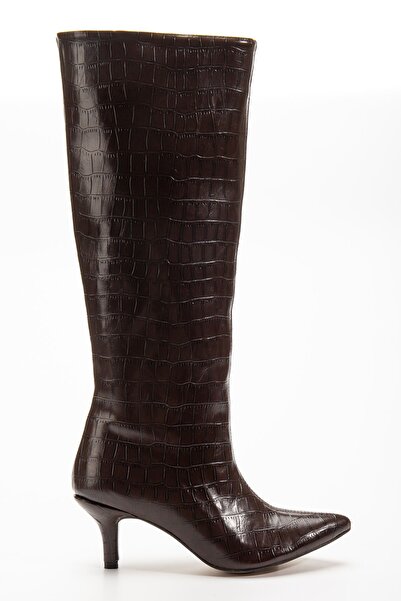 serkanseyyid Syt-2025 Brown Crocodile Pattern Casual Women's Boots