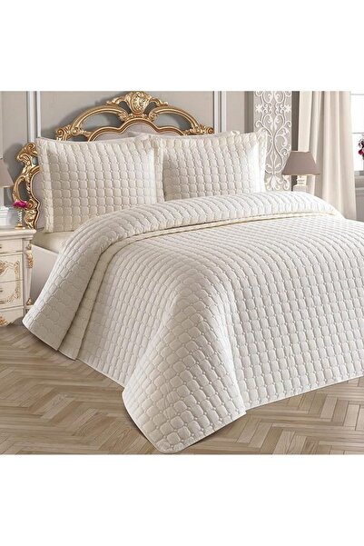 Asir Set pilotă pat dublu 250x260 cm + 2 fețe de pernă 50x70 cm Estiva - Crem