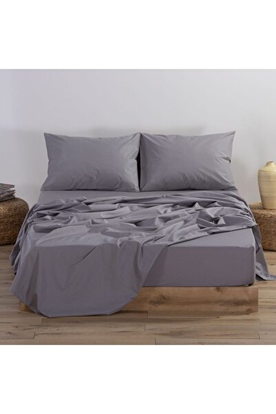 Nef Nef Homeware Queen Size Bed Sheet Cotton Nef-Nef Basic 240x270 cm Light Grey