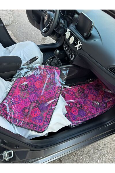 CAROTE Pembe kilim desen dekor baskılı oto halı paspas takımı (koruma ambalaj...