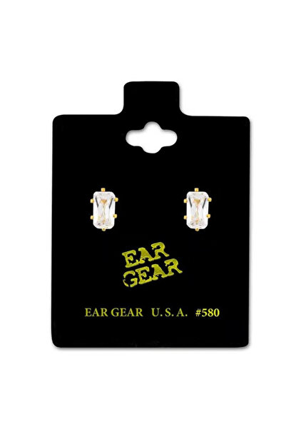 EAR GEAR Gold-plated earrings set with cubic zirconia, 5*3 mm