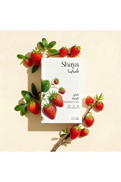 SHAYA شاي الفراولة العشبي، خالي من الكافيين، 20 كيسًا (40 جم) - مزيج الفانيلي...
