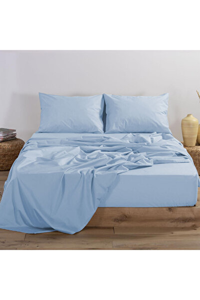 Nef Nef Homeware Queen Size Cotton Bed Sheet Nef-Nef Basic 240x270 cm Light Blue