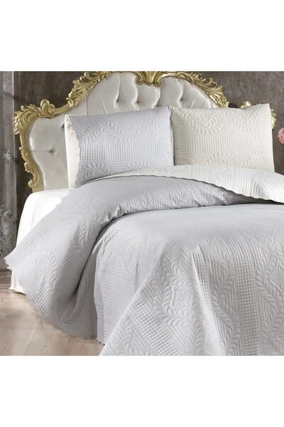 Asir Double bedspread set 230x250 cm + 2 pillowcases 60x80 cm Sanem - Cream, Grey