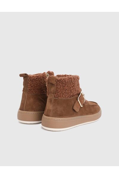 İLVİ Bliz Genuine Suede Leather Plush Tan Women's Boots