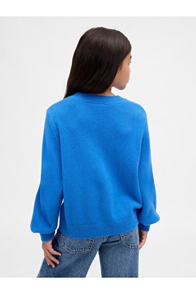 GAP Kız Çocuk Açık Mavi CashSoft Bisiklet Yaka Kazak