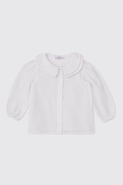 Panço Kız Bebek Çift Yakalı Ekru Gömlek