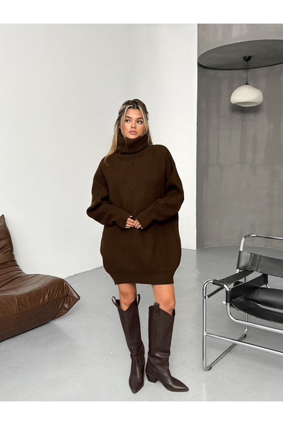 BEJNA Women's Turtleneck Oversize Knitwear Sweater