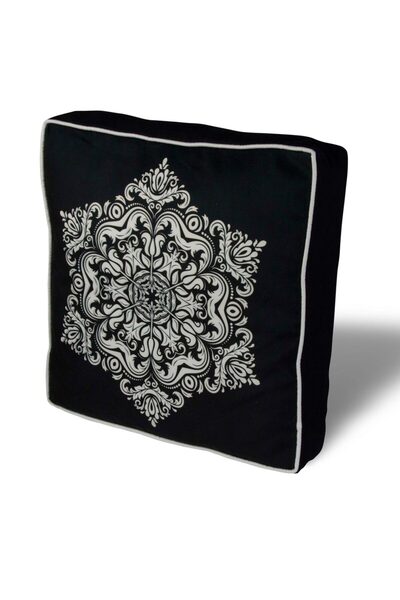 Asir Decorative Pillow 42x42 cm Mandala Black-White