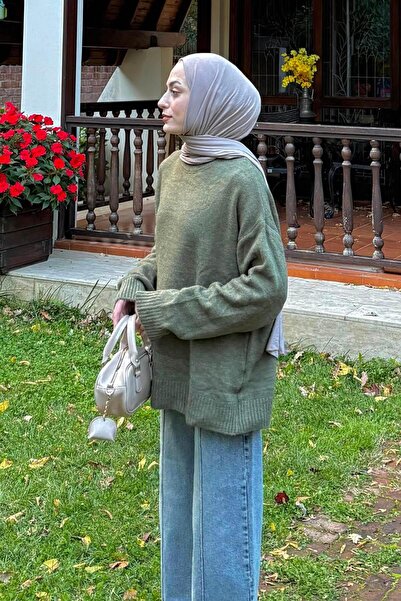 lamelif Πουλόβερ με χαλαρή υφή χακί