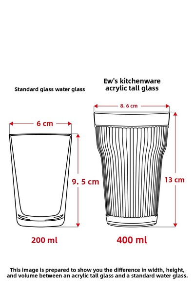 EWs Acrylic Transparent Single Tall Cup & Water Soft Drink Cup 400 ml (Not Glass)
