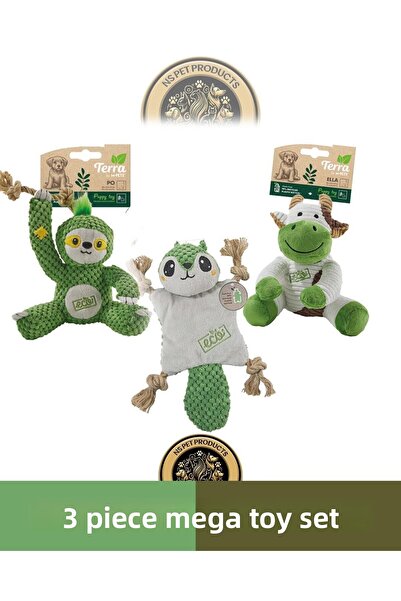 M-PETS لعبة كلب تيرا إيكو إيلا (بقرة)-بيب بابي (سنجاب)-بو بابي (حيوان كسول) م...