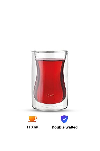NUO كوب شاي زجاجي مزدوج الجدار سعة 110 مل طراز WW-CTD014 |   مقاوم للحرارة، ش...