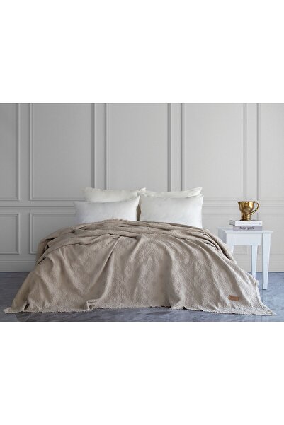 Dantela Notte Corded Fabric Bedspread - Dark Beige