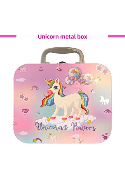 mystylee Unicorn Metal Box | Storage Box with Handle, Metal Organizer, 20.5X17X6.5 cm
