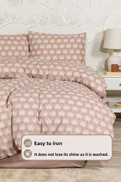 Elart Riva Duvet Cover Set Double Elastic Fitted Sheet (200X220 cm) Beige