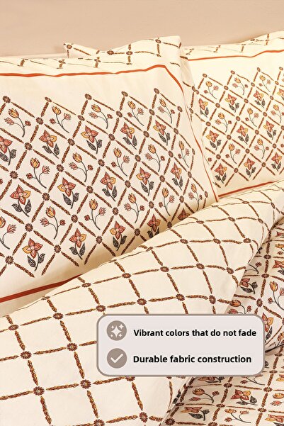 Elart Terra Duvet Cover Set Double Elastic Fitted Sheet (200X220 cm) Cinnamon
