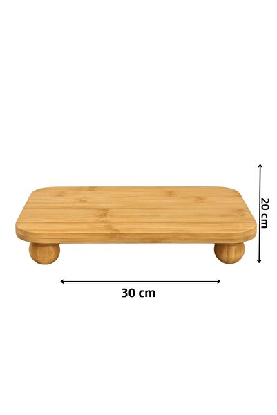 ERKUGO Rectangular Flat Stand with Bamboo Ball Feet, Bamboo Presentation Stand (30X20)
