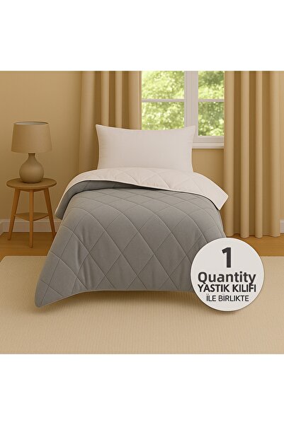 SHome لحاف فاخر مزدوج الجوانب من القطن والقطيفة مقاس 155 × 215 سم - محشو بالس...