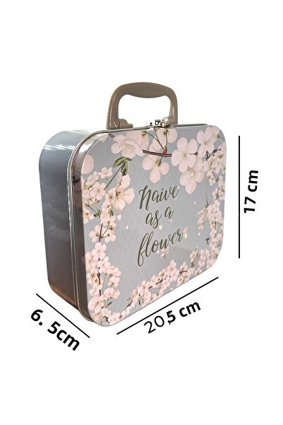 mystylee Fl-44 Flower Metal Box | Storage Box with Handle, Floral Pattern Metal Organizer 20.5X17X6.5 cm