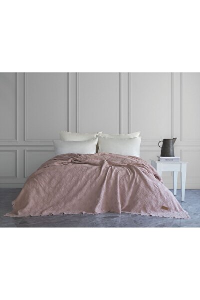 Dantela Notte Corded Fabric Bedspread - Powder