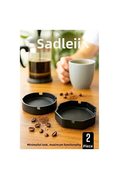 shopwave Set of 2 Carbon Plastic Ashtrays - Desktop Ashtray Non-Slip, Lightweight and Stylish Design