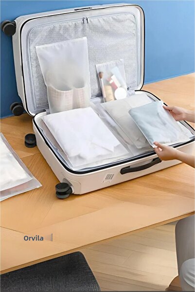 Orvila 10 Pieces Frosted Zipper Bags 22X15Cm - Luggage and Suitcase Organizer - Reusable