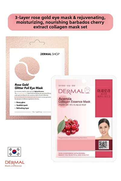 Dermal Rose Gold 3-layer Eye Mask - Renewing, Moisturizing, Nourishing Barbad...