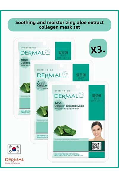 Dermal Soothing and Moisturizing Collagen Mask with Aloe Extract - 23 Gr 3 Pi...