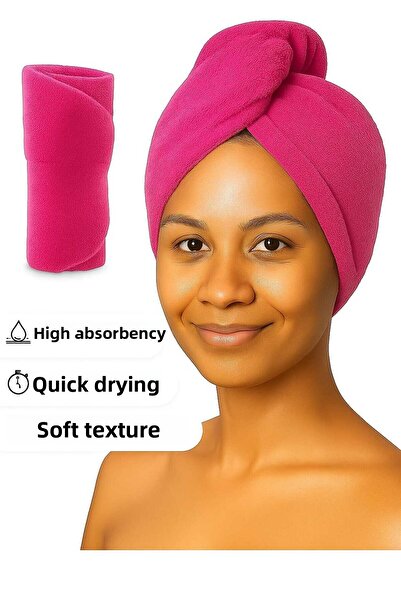 Mela Home منشفة شعر/منشفة سرير سريعة الجفاف، مزودة بأزرار، نسيج ناعم من الألياف الدقيقة - منشفة للضيوف