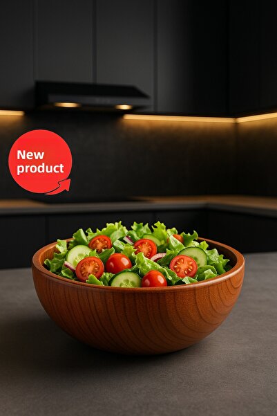 Funny Life Brown Acacia Bella Wooden Tableware Presentation Salad Bowl 22X8 cm