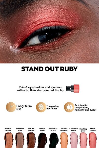 AVON Power Stay Shadow Stick Pencil Eyeshadow - Stand Out Ruby 2-Pack + Lovider Pocket Mirror