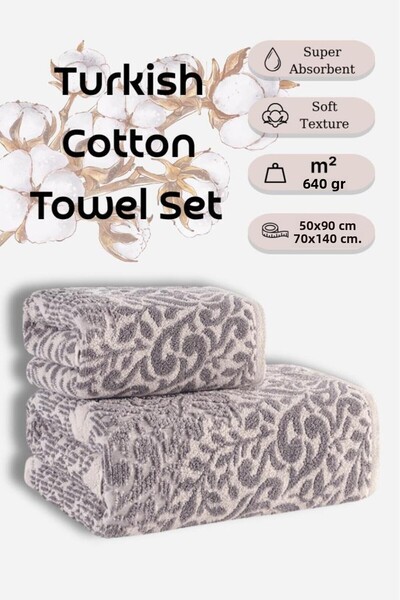 Karna Home Jacquard Towel Set'Karna Premium' Grande Towel Set 50X90 - 70X140 cm