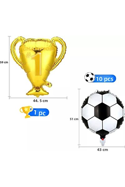 PARTİAVM 5 Year Old Black and White Football Themed Birthday Balloon Set Champion Football Player Concept