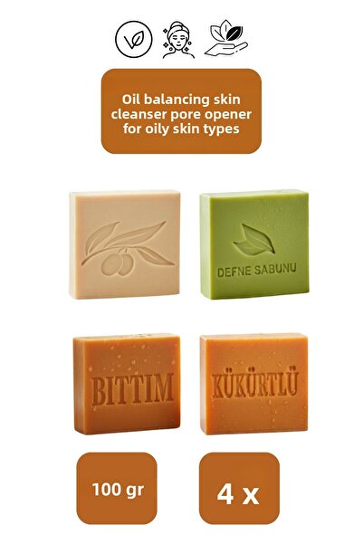 Bursa Home مجموعة صابون مكونة من 4 قطع لأنواع البشرة الدهنية