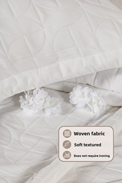 Elart Infınıtıy Bedspread Set Double Size (240X250 cm) Cream