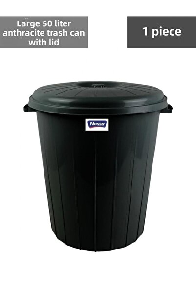 Lider Trash Can Battal Lid 50 Liters Black Color