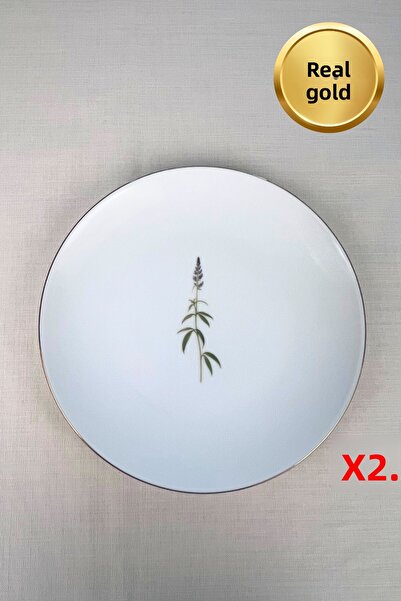 tabakevi Tabak Evi Porcelain Natura Cluster Gold Gilded Serving Plate 24.50cm 2 Pieces